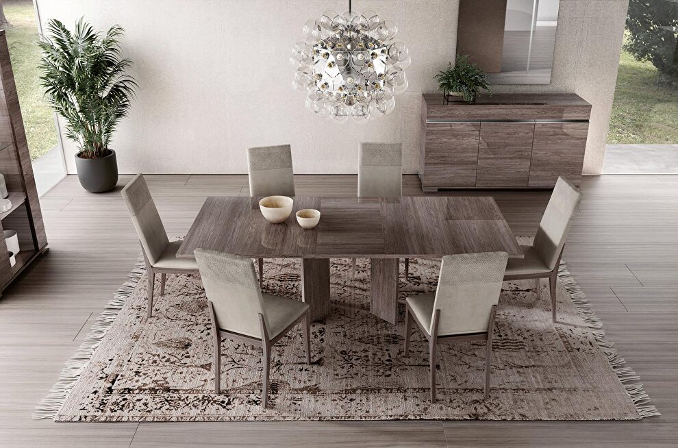 Glossy Italian contemporary table w/ extension in elm finish by Status Italy
