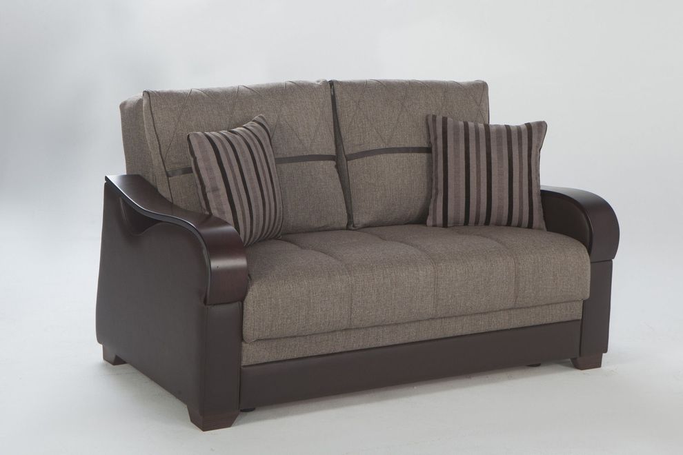 Drastic contemporary two-toned storage loveseat by Istikbal