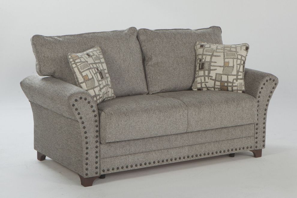 Light brown fabric contemporary loveseat w/ storage by Istikbal