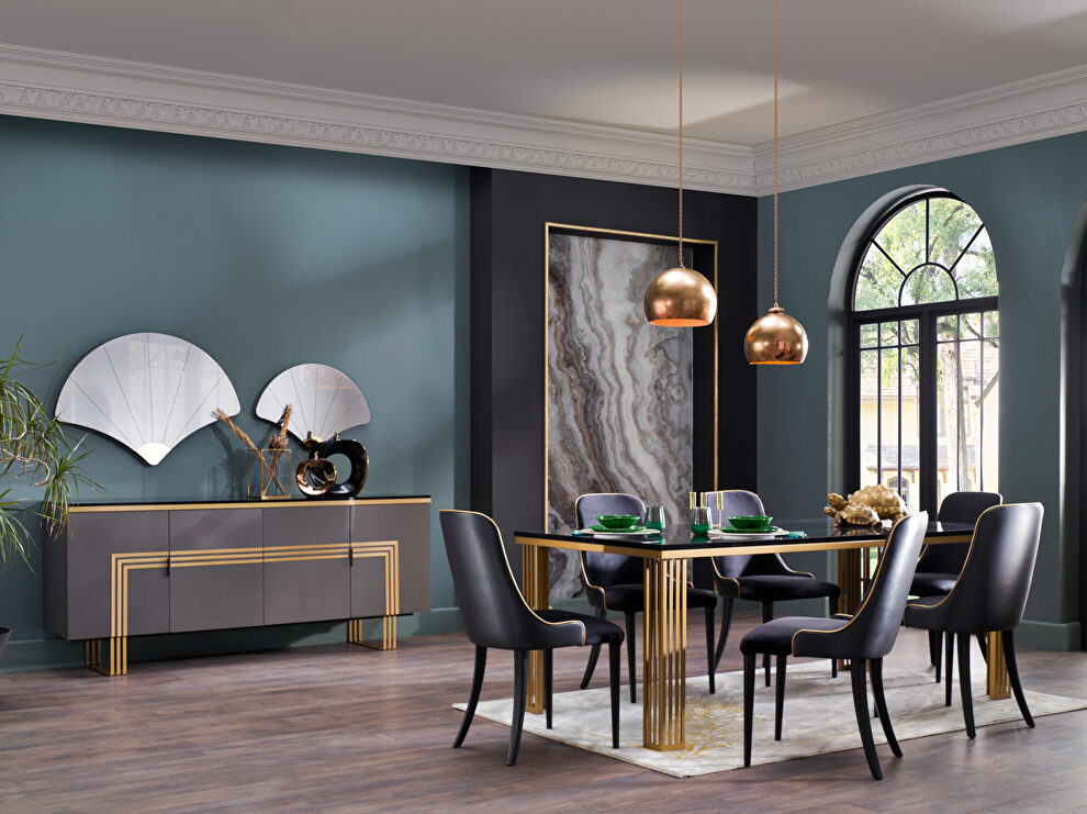 Contemporary glossy black dining table by Istikbal
