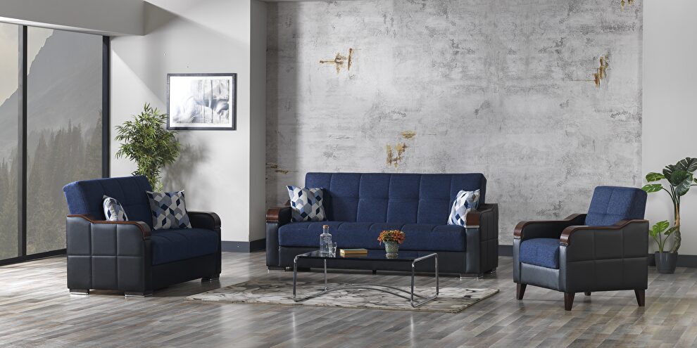 Blue / black two toned sleeper / storage sofa by Istikbal