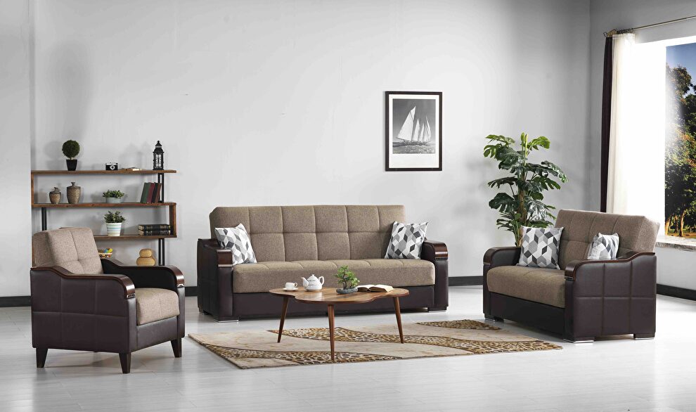 Brown / black two toned sleeper / storage sofa by Istikbal