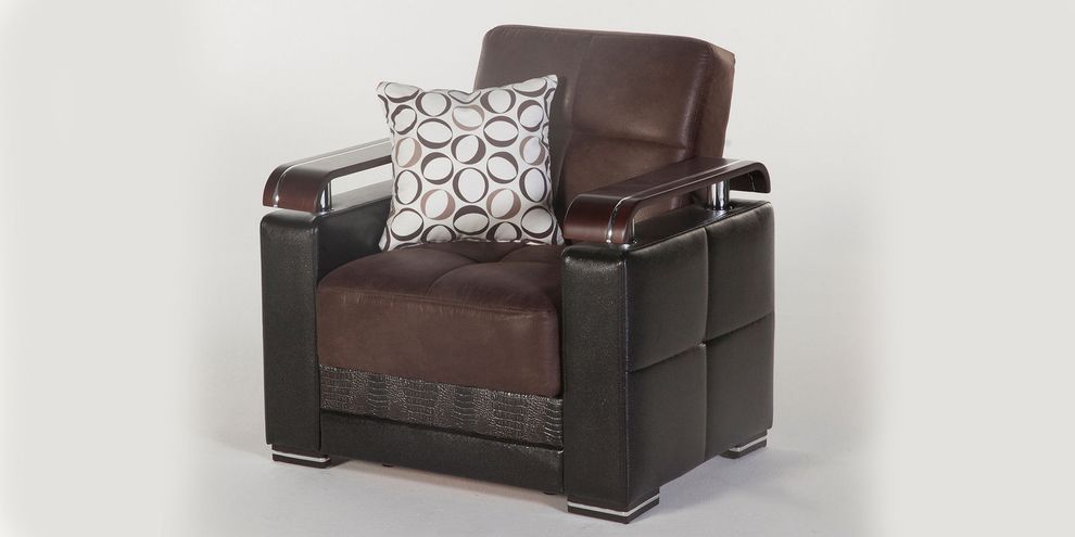 Modern dark chocolate fabric storage chair by Istikbal