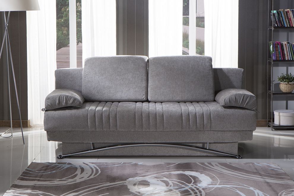 Gray fabric storage queen size sofa bed by Istikbal