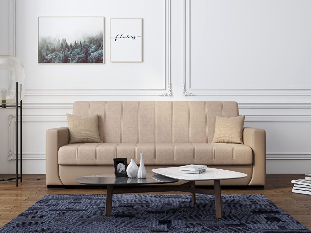 Versatile sofa / sofa bed in brown fabric by Istikbal
