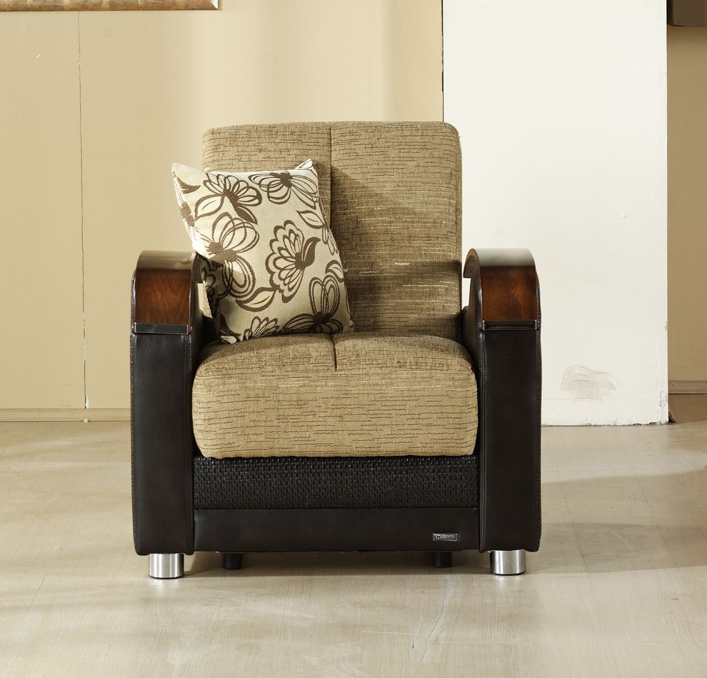 Fulya brown micro suede storage chair by Istikbal