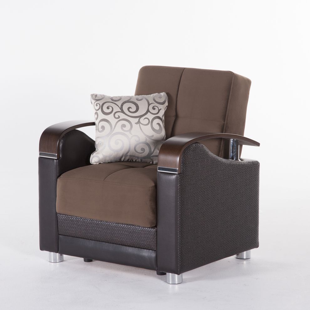 Naomi brown micro suede storage chair by Istikbal