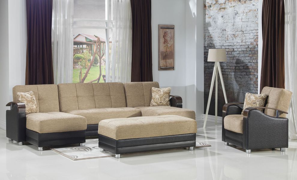 Modular two-toned 3pcs sectional in fulya brown by Istikbal