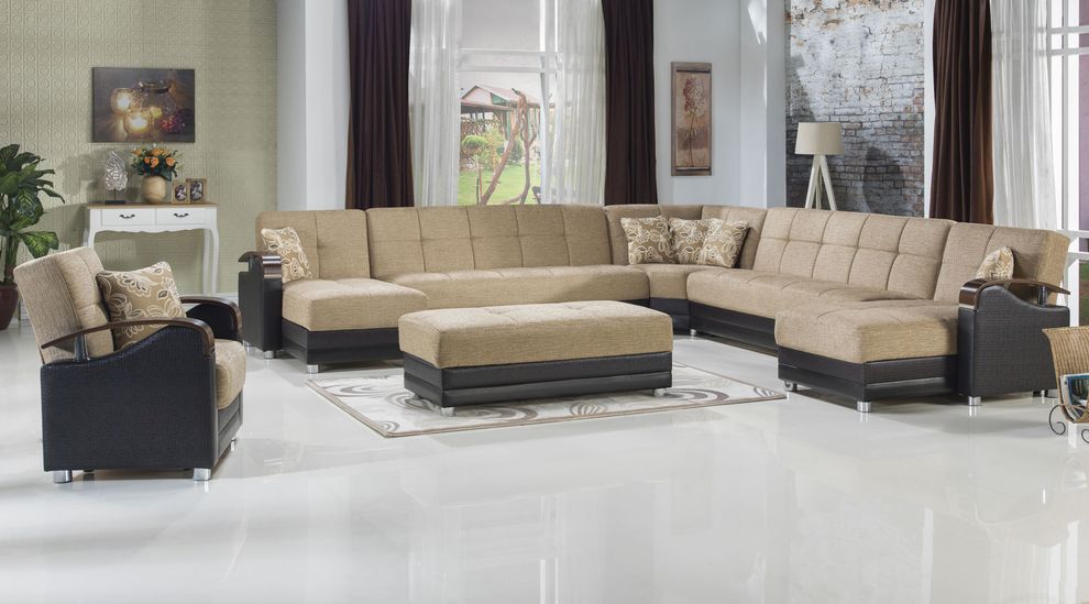 Modular two-toned 5pcs sectional in fulya brown by Istikbal