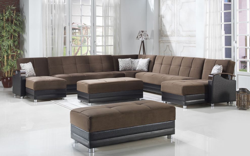 Modular two-toned 5pcs sectional in naomi brown by Istikbal