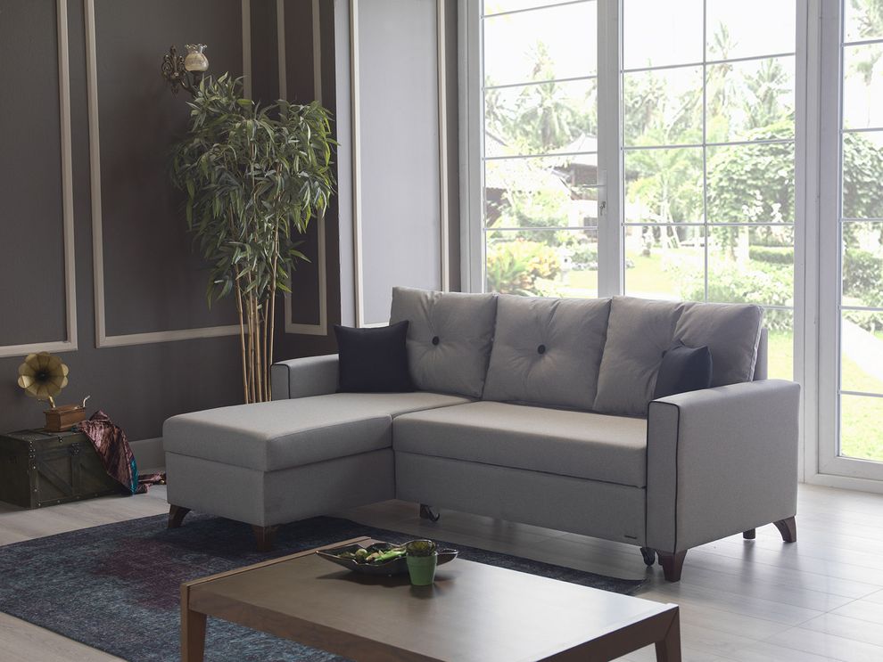 Modern gray versatile reversible sectional w/ bed by Istikbal