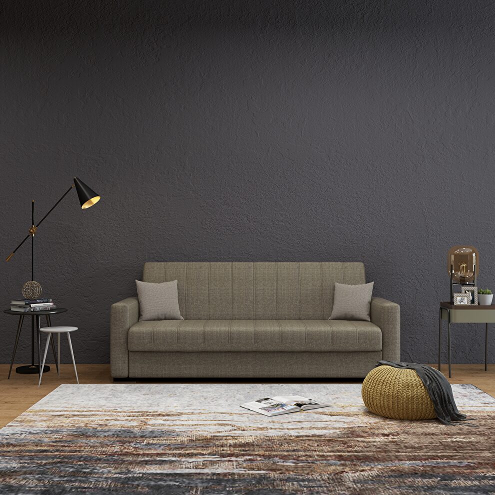 Brown gray fabric sleeper / storage sofa by Istikbal