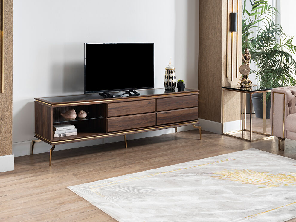 Brown / golden trim TV stand by Istikbal