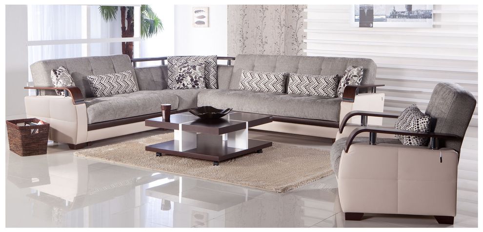 Modern sleeper sofa sectional w/ storage in gray by Istikbal