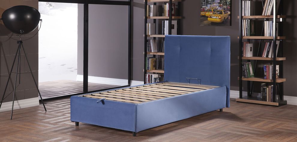Storage twin bed for kids in blue by Istikbal