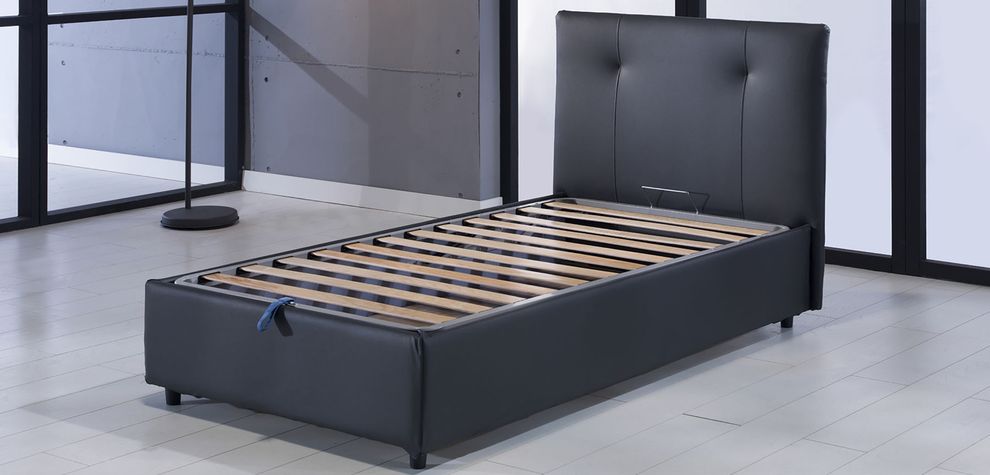 Storage twin bed for kids  in dark gray by Istikbal