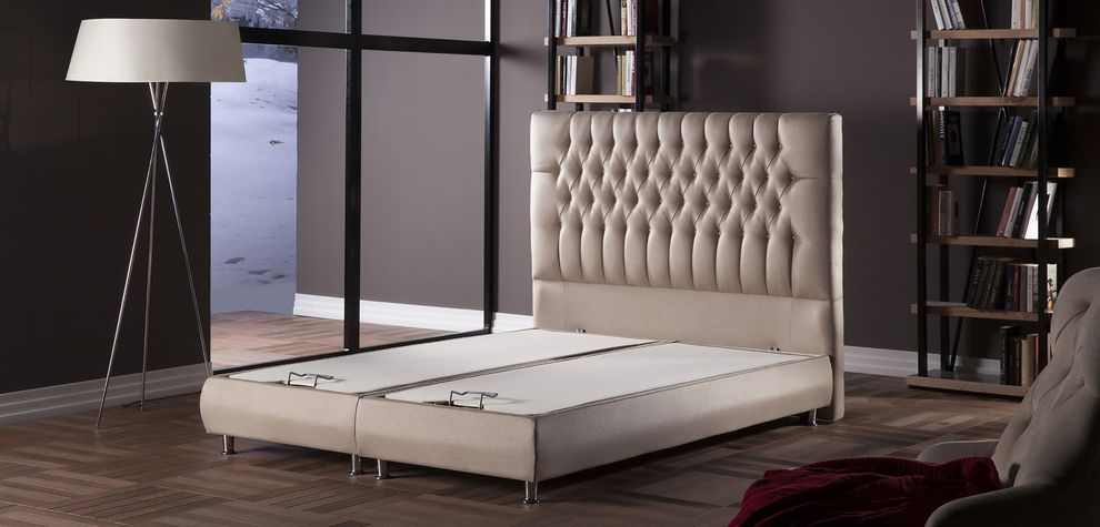 Modern beige fabric bed w/ lift platform by Istikbal