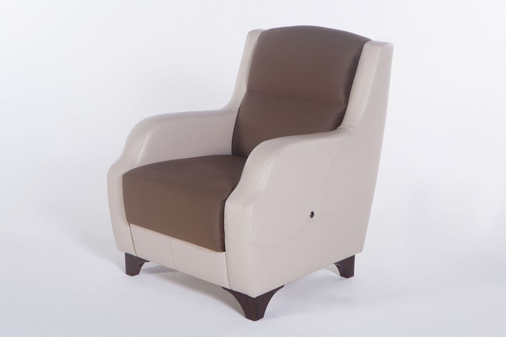 Brown/cream convertible chair with storage by Istikbal