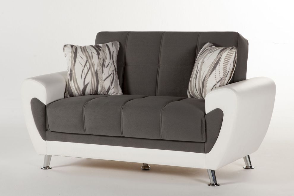 Gray Microfiber / Bycast Leather loveseat by Istikbal