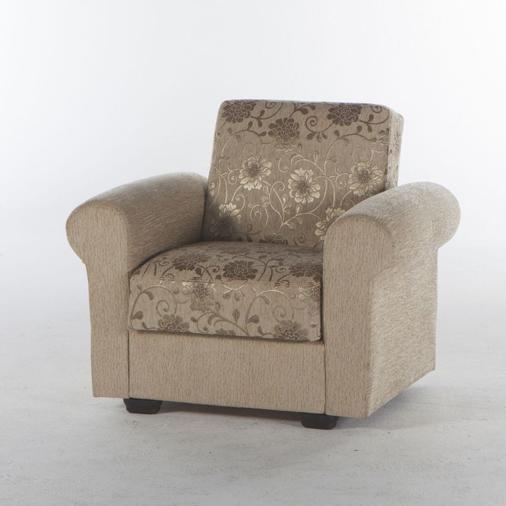 Dark beige microfiber chair w/ storage by Istikbal