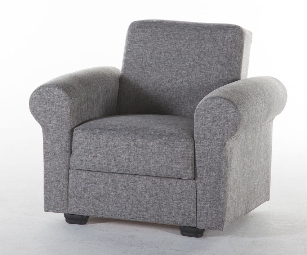 Light gray microfiber chair w/ storage by Istikbal