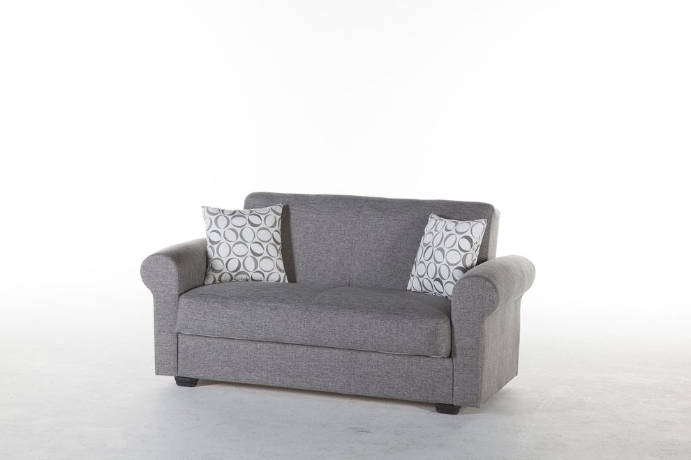 Light gray microfiber loveseat w/ storage by Istikbal