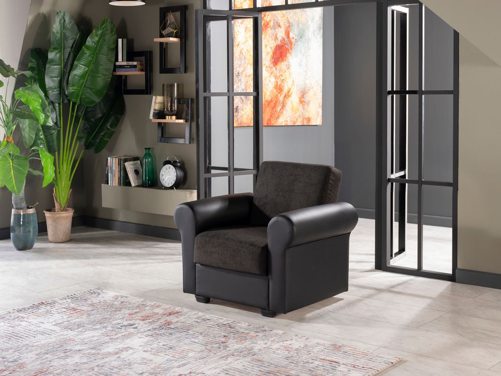 Marek Black fabric storage chair by Istikbal