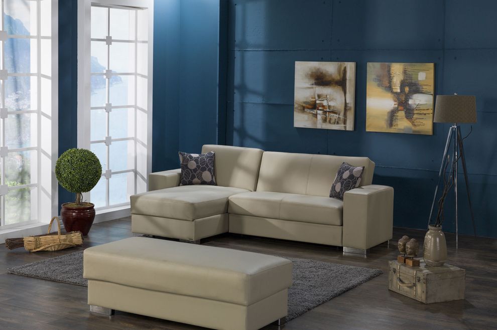 Cream pu leather modular 2pcs sectional sofa by Istikbal