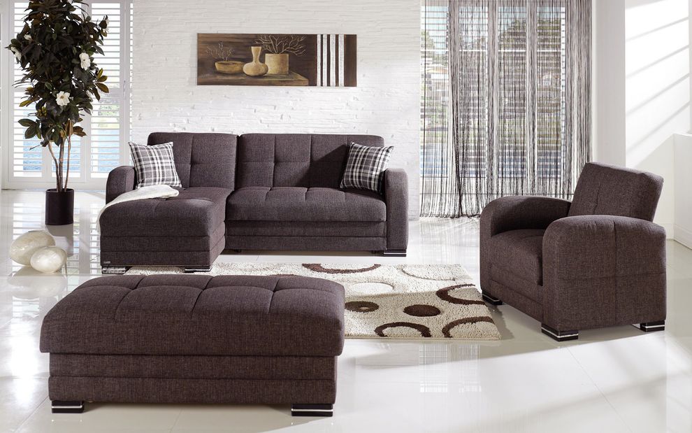 Small sectional sofa in brown w/ sleeper/storage by Istikbal