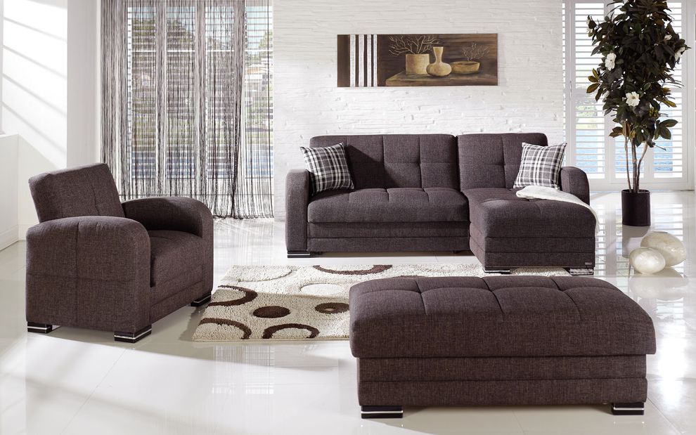 Small sectional sofa in brown w/ sleeper/storage by Istikbal