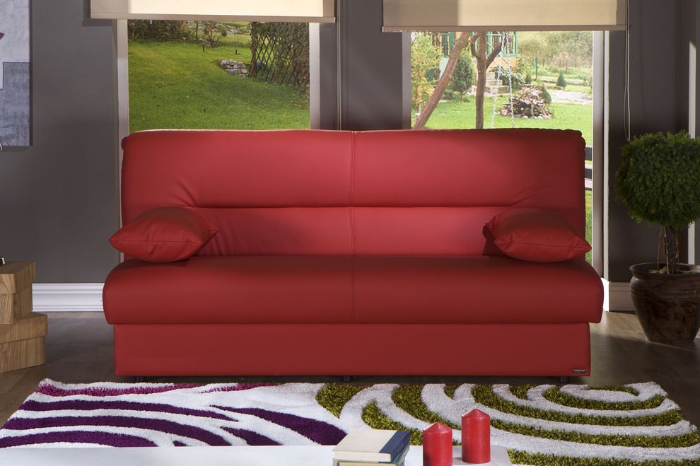 Red fabric sofa bed w/ storage by Istikbal