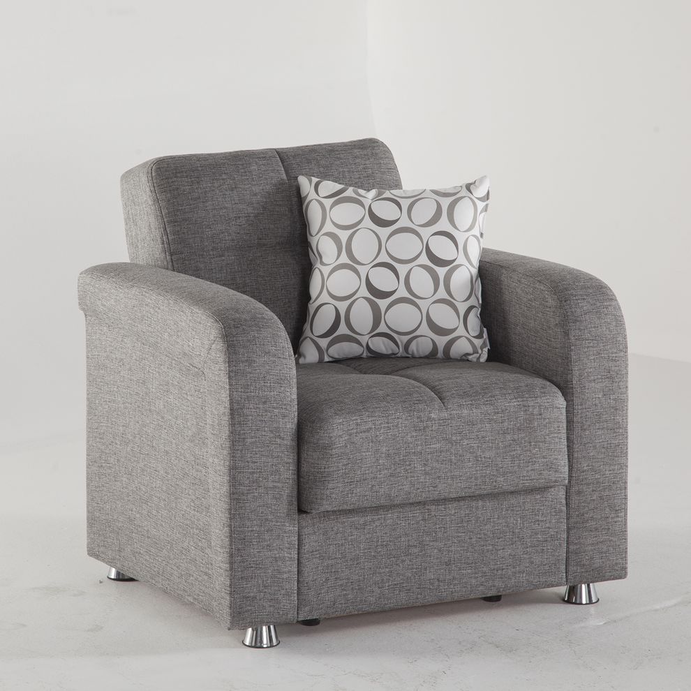Gray fabric chair w/ storage and bed by Istikbal