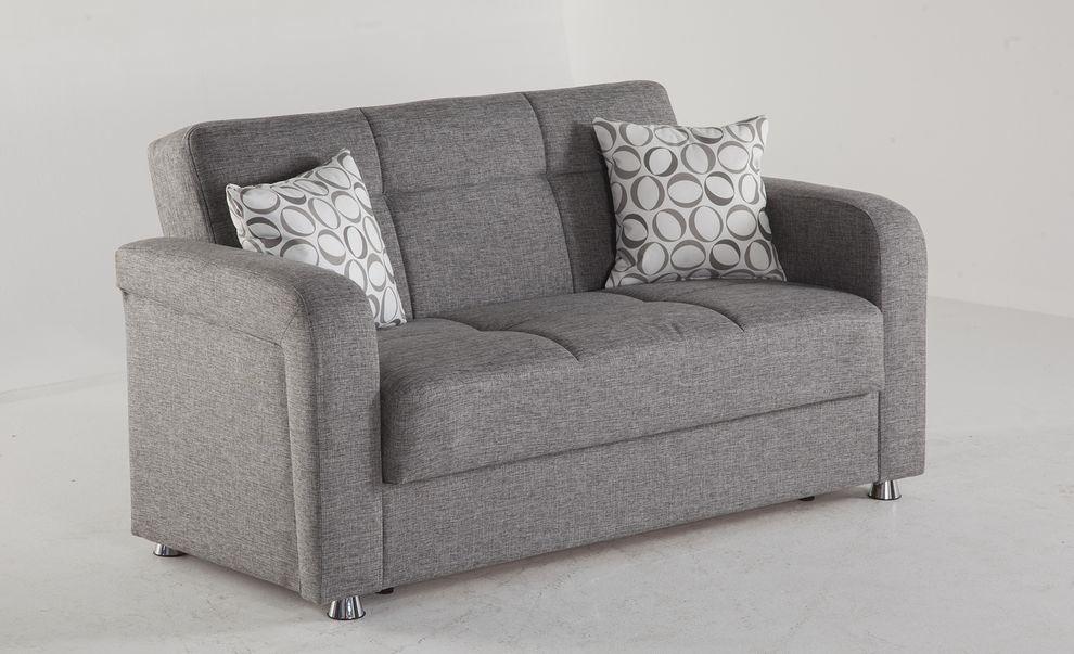 Gray fabric loveseat w/ storage and bed by Istikbal