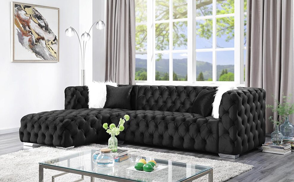 Left-facing ultra-contemporary tufted sectional by Velvet Imports