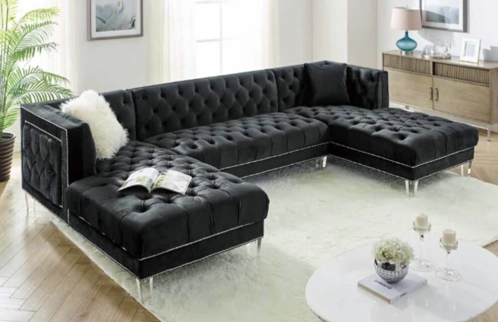 3pcs oversized glam style sectional sofa by Velvet Imports