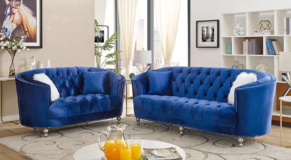 Contemporary glam style sofa and loveseat set by Velvet Imports