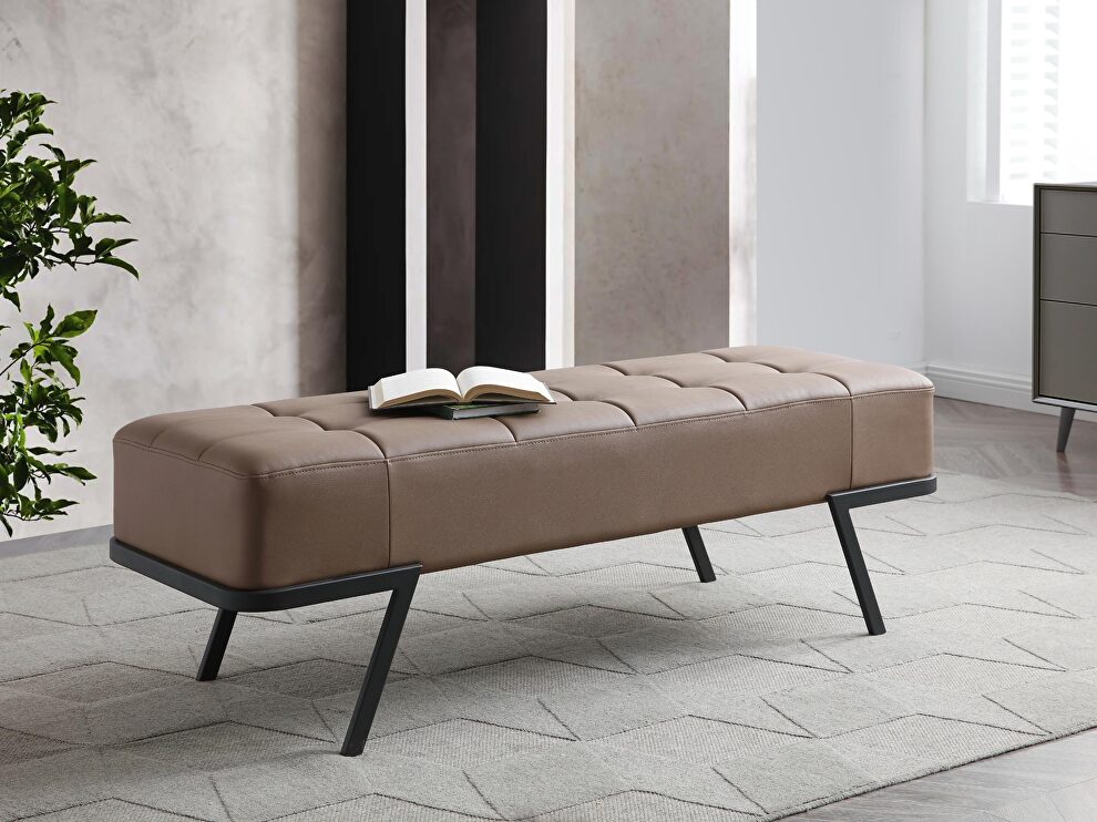 Taupe finish faux leather bench by Whiteline 