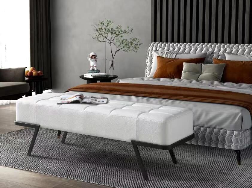 White finish faux leather bench by Whiteline 