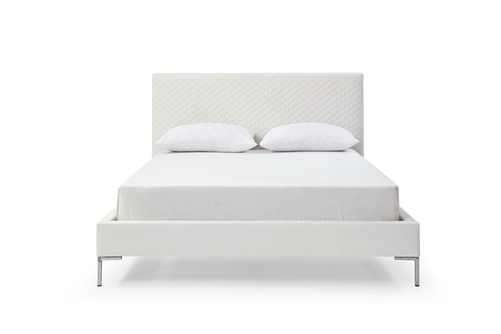 White finish fully upholstered faux leather twin bed by Whiteline 