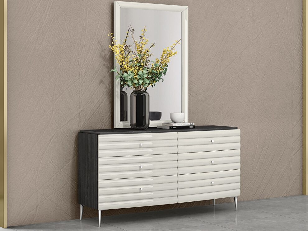 High gloss dark/ light gray finish dresser by Whiteline 