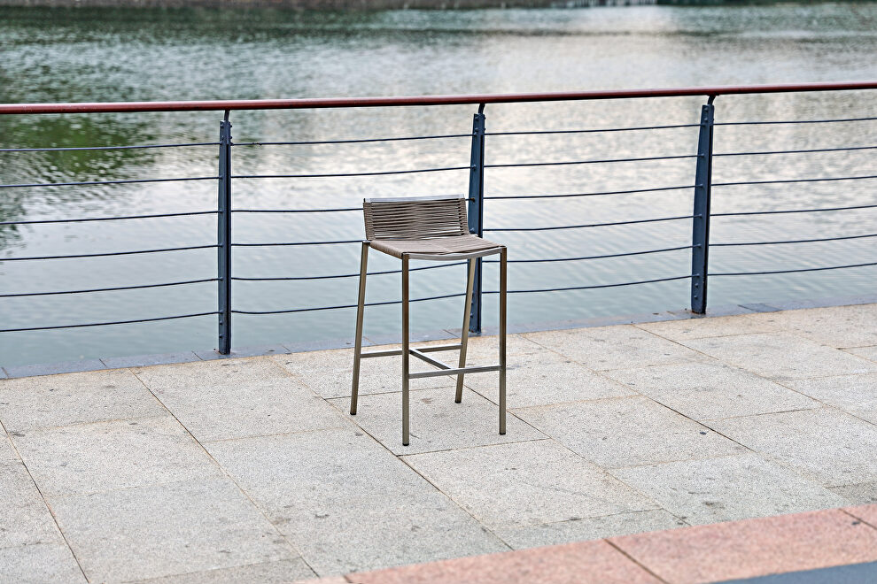 Stone indoor/outdoor stain-steel rope barstool by Whiteline 