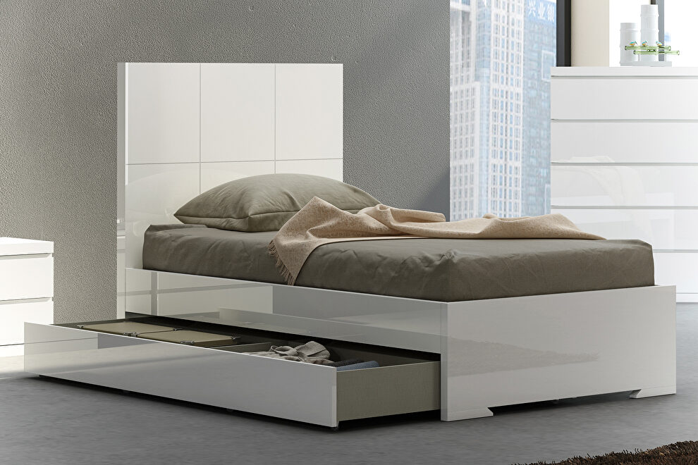 Anna bed twin trundle, high gloss white by Whiteline 