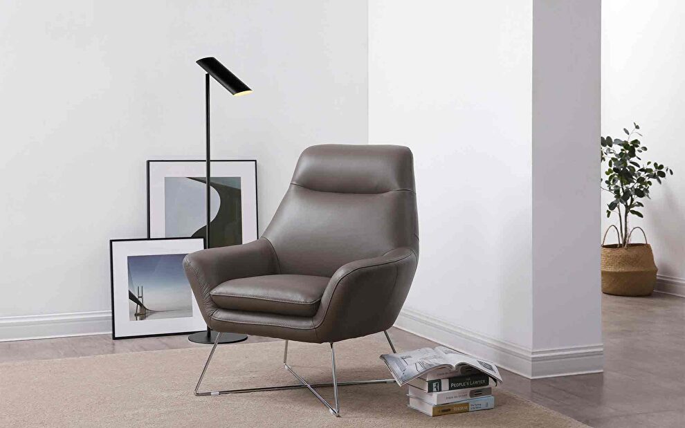 Daiana chair dark gray top grain Italian leather by Whiteline 