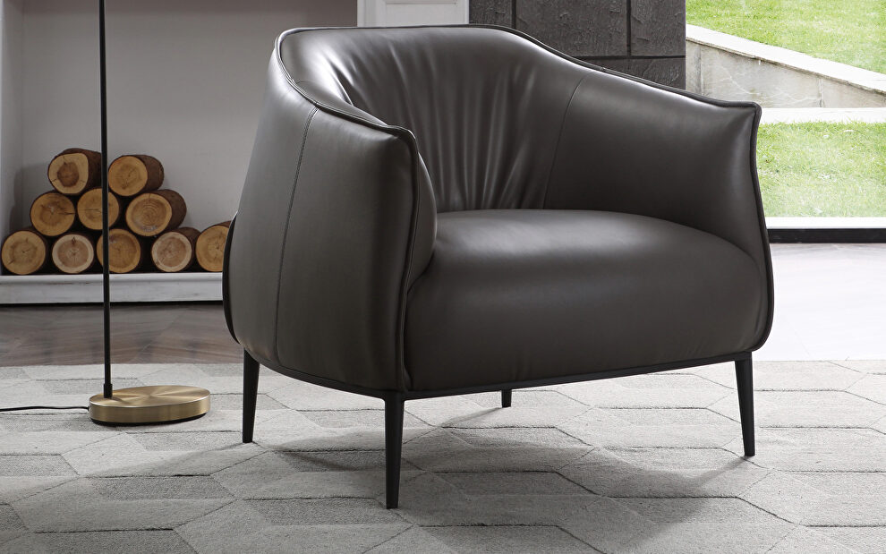 Benbow leisure chair, dark gray faux leather by Whiteline 