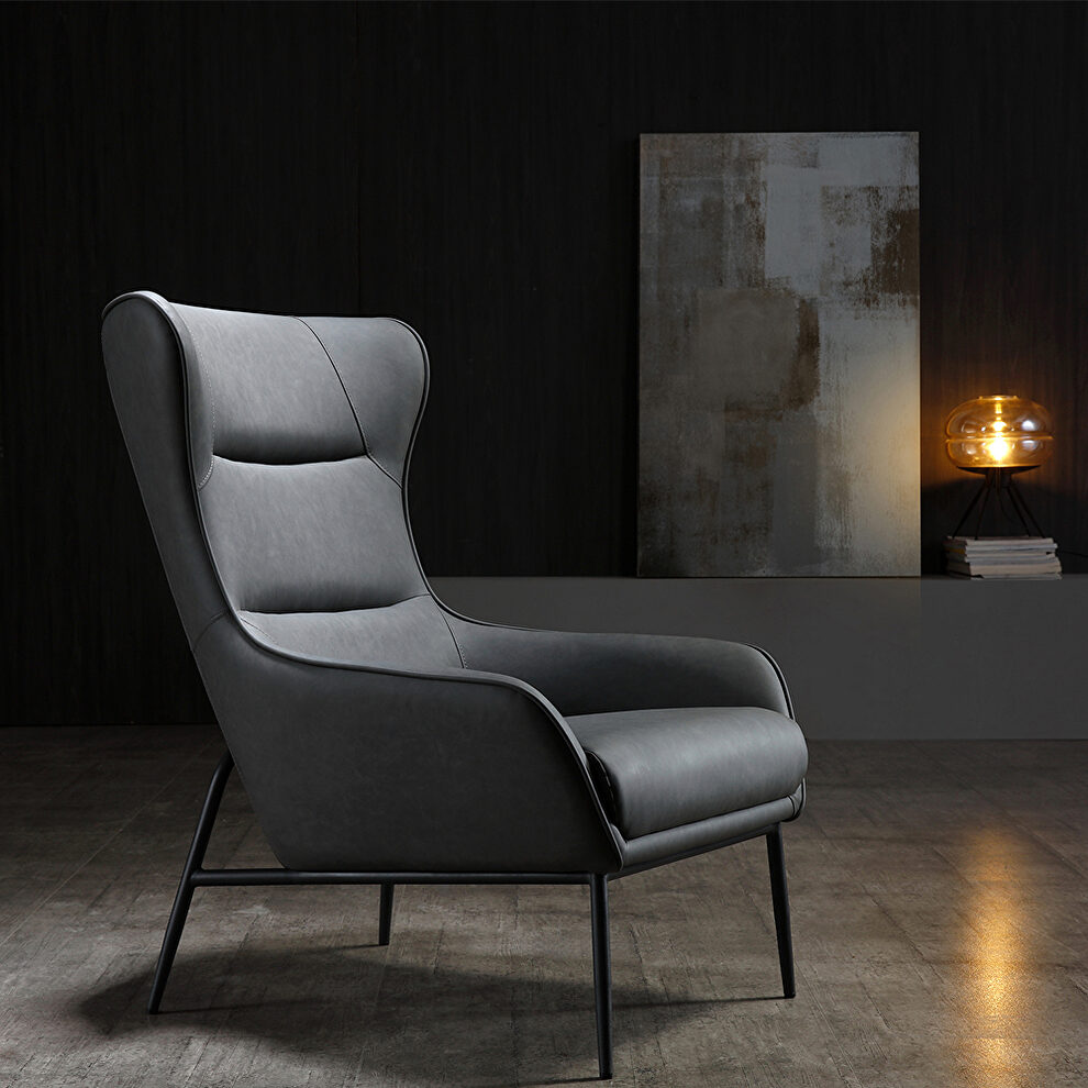 Wyatt leisure chair, dark gray faux leather by Whiteline 