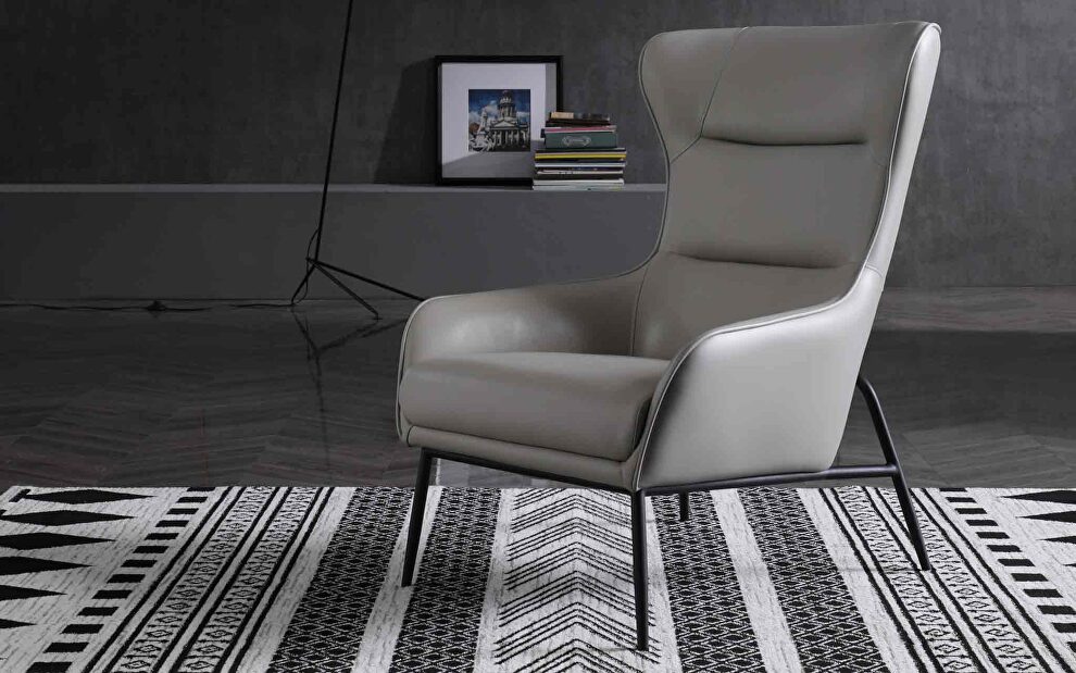 Wyatt leisure chair, light gray faux leather by Whiteline 