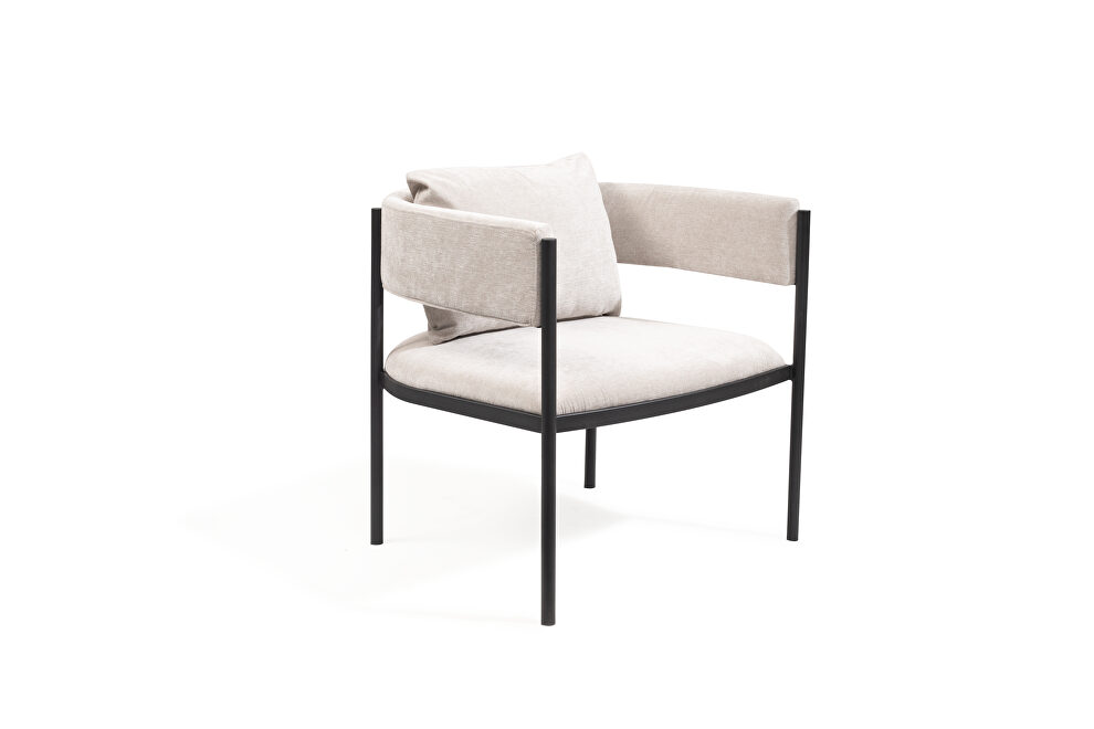 Light gray fabric and black sanded coated steel frame accent chair by Whiteline 