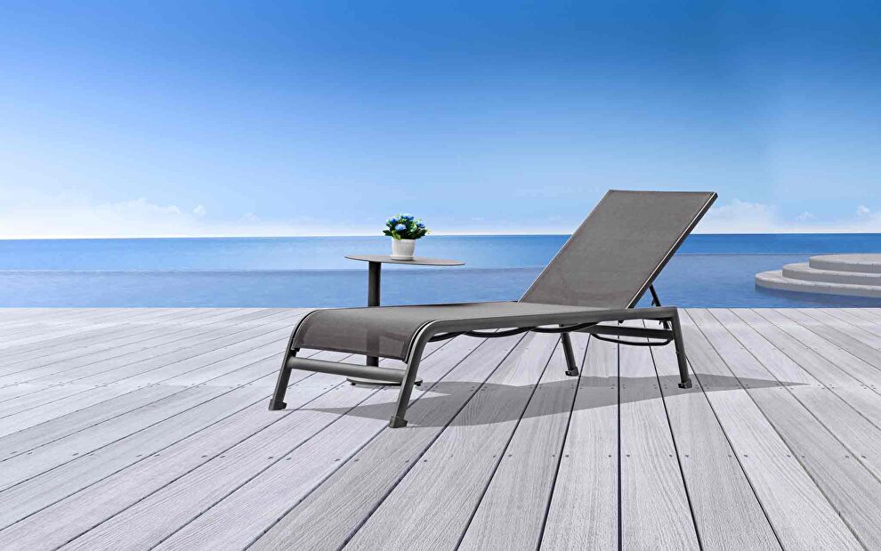 Sunset indoor/outdoor chaise lounge, taupe aluminium by Whiteline 