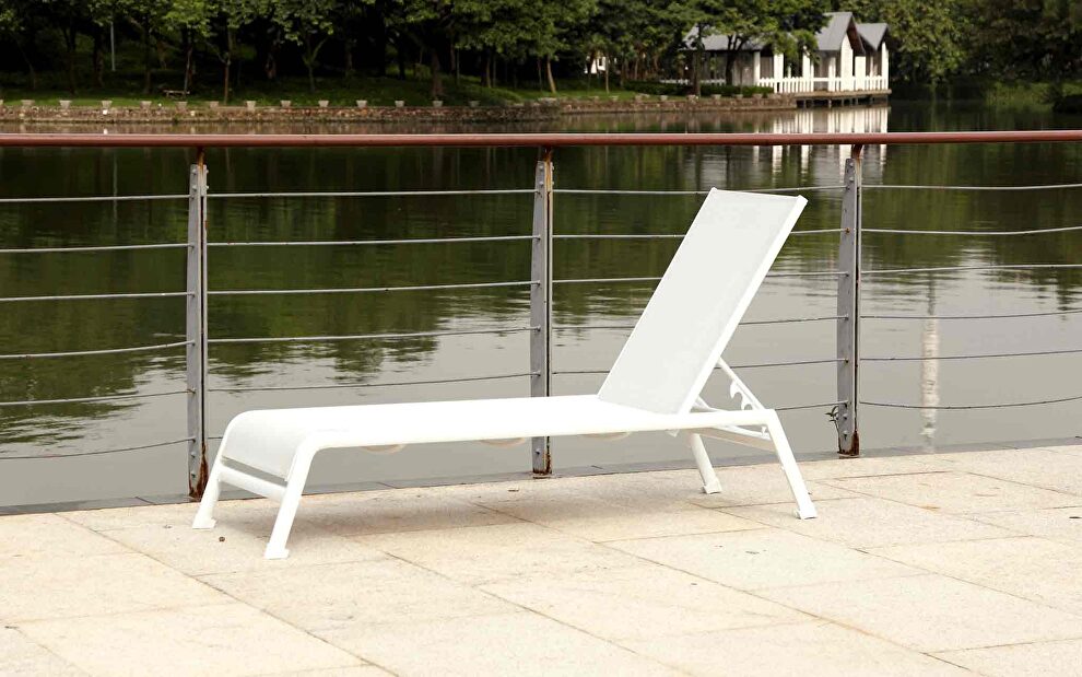 Sunset indoor / outdoor chaise lounge white aluminum base by Whiteline 
