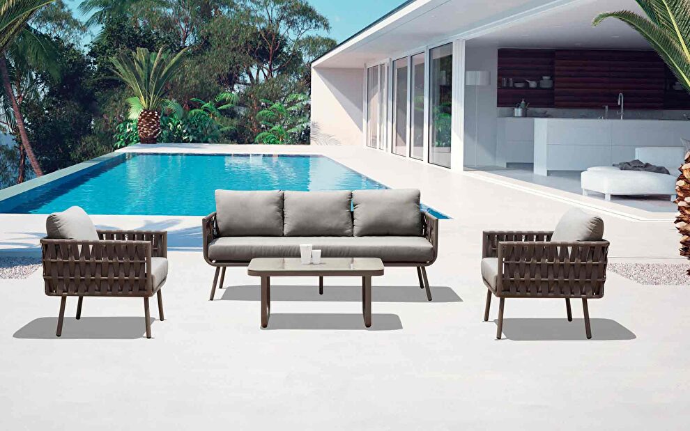 Oasis outdoor set: sofa, 2 chairs, and coffee table by Whiteline 
